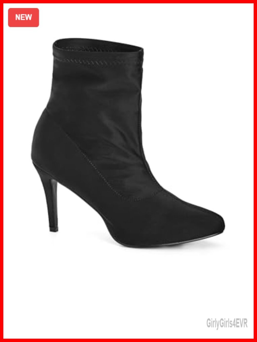Sock Boots Pointed Toe Stiletto Heel Faux Leather Slip-On Ankle Boots